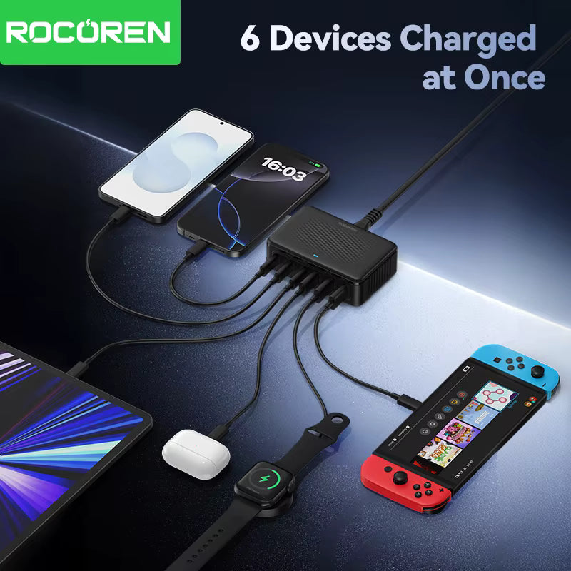 100W GaN 6-in-1 Charging Station (3C + 3A)