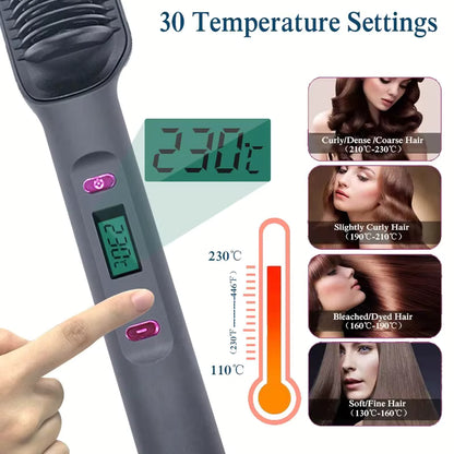 Electric Hot Comb Hair Straightener – 2-in-1 Straightening Brush, Negative Ion, Anti-Scalding, 80–220°C, Dual Voltage