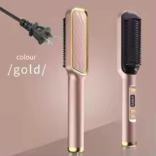 Electric Hot Comb Hair Straightener – 2-in-1 Straightening Brush, Negative Ion, Anti-Scalding, 80–220°C, Dual Voltage